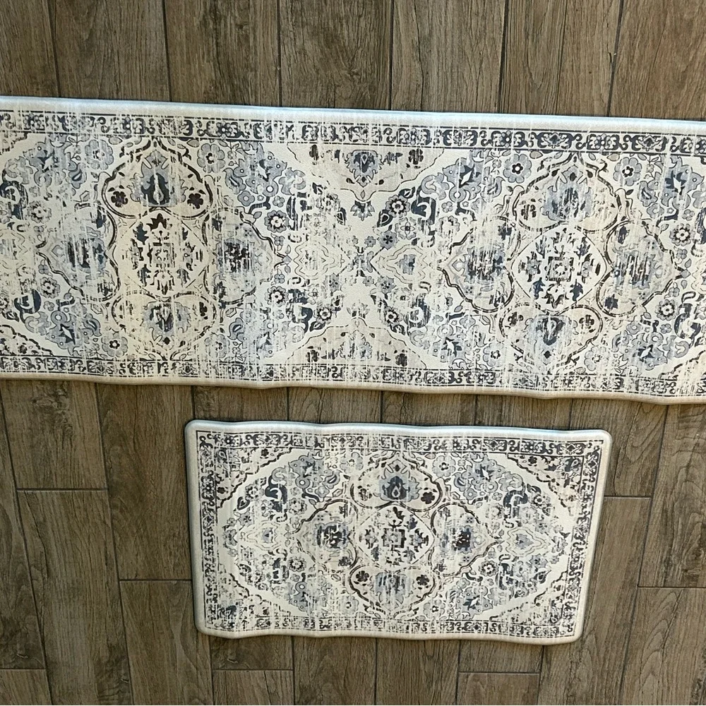 Spongy Cream & Blue Gray Mat Set